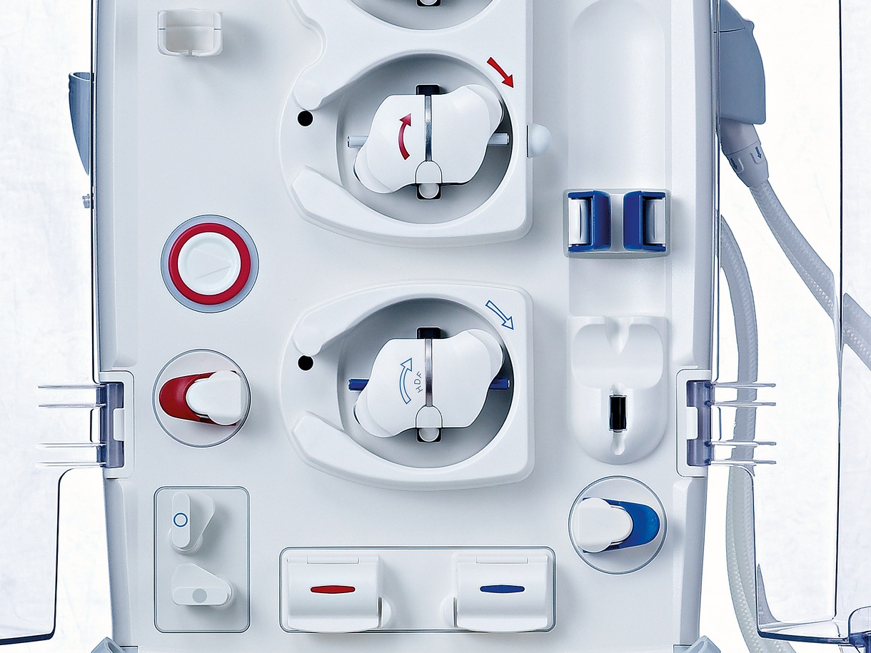 A close up of two substitution pumps that make Mixed HDF possible